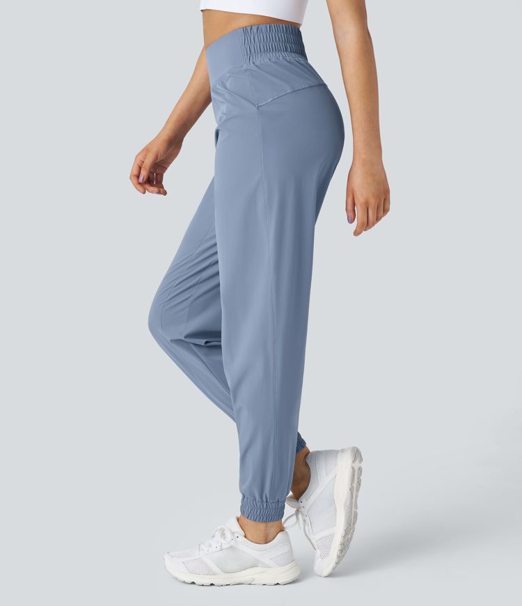 High Waisted Elastic Waistband Hiking Joggers
