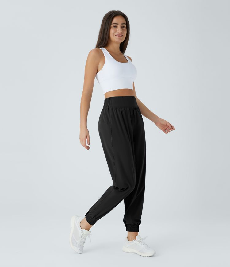High Waisted Elastic Waistband Hiking Joggers