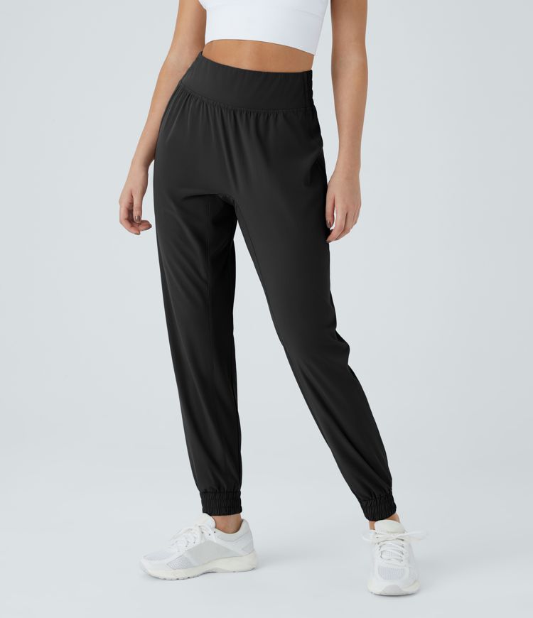 High Waisted Elastic Waistband Hiking Joggers