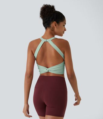 SoftlyZero™ Plush Cut Out Cropped Yoga Tank Top