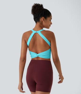 Softlyzero™ Plush Rückenfreies, ausgeschnittenes, gedrehtes, kurz geschnittenes Yoga-Tanktop Softlyzero™ Plush Rückenfreies, ausgeschnittenes, gedrehtes, kurz geschnittenes Yoga-Tanktop