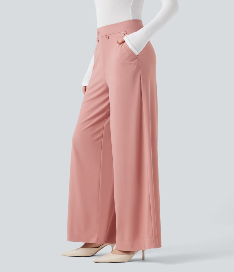 Pantalon tailleur large Halara Flex™ taille haute micro gaufré avec poches