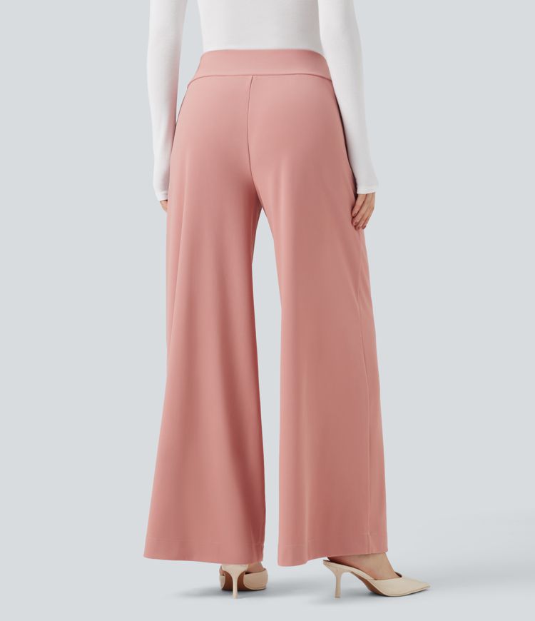 Pantalon tailleur large Halara Flex™ taille haute micro gaufré avec poches