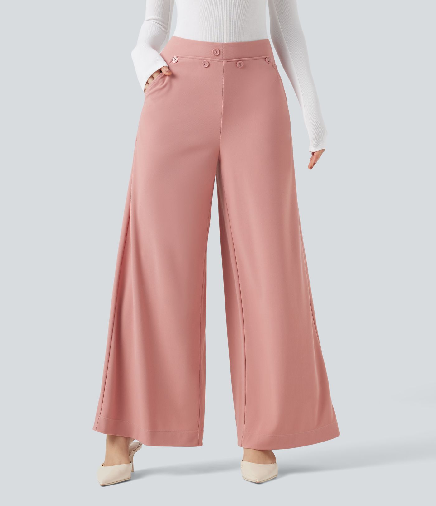 Pantalon tailleur large Halara Flex™ taille haute micro gaufré avec poches