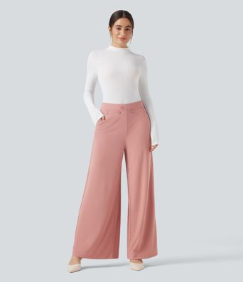 Pantalon tailleur large Halara Flex™ taille haute micro gaufré avec poches