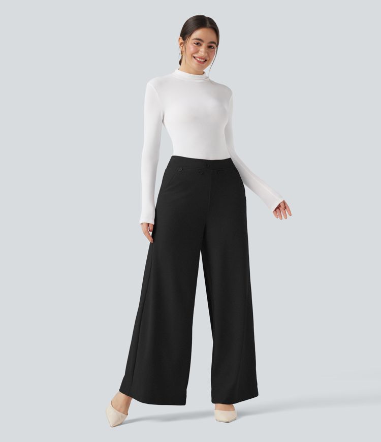 Halara Flex™ High Waisted Micro Waffle Work Baggy Pants with Pockets