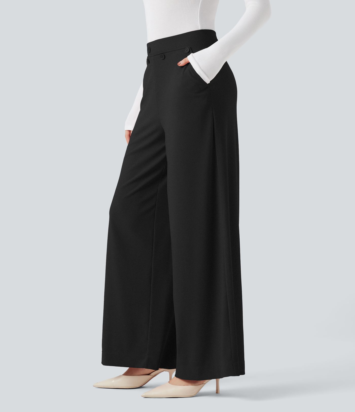 Halara Flex™ pantalon baggy de travail taille haute en micro-gaufre avec poches