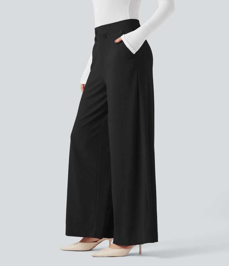 Halara Flex™ High Waisted Micro Waffle Work Baggy Pants with Pockets