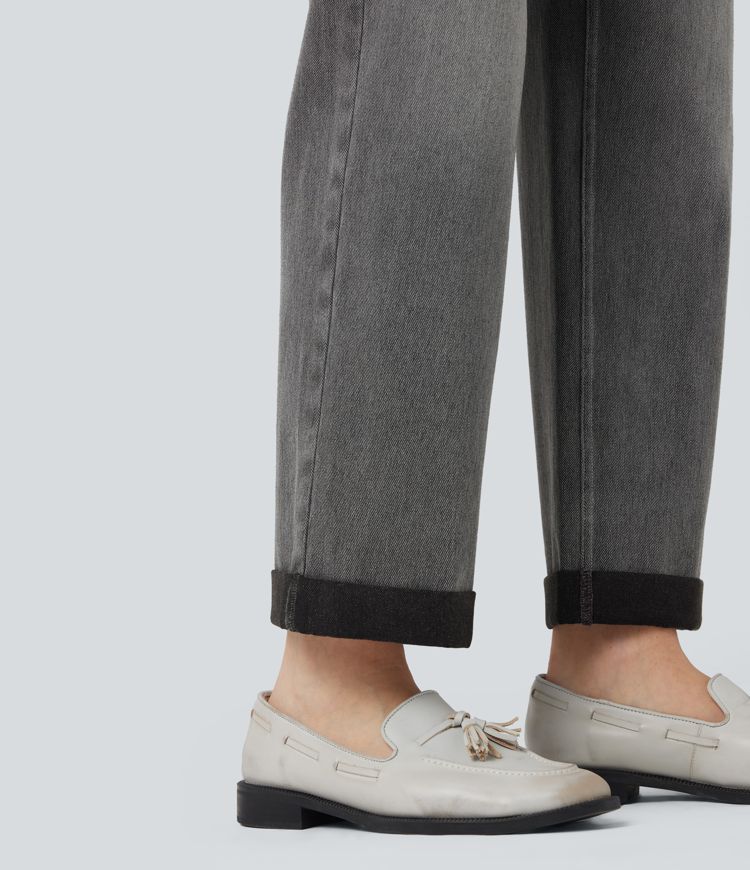 Halara Flex™ Jeans mit mittelhohem Bund, geradem Bein und Taschen