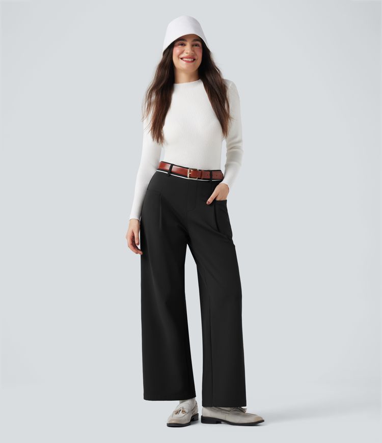 SoftlyZero™ Plush Thermal Mid Rise Straight Leg Work Pants with Pockets