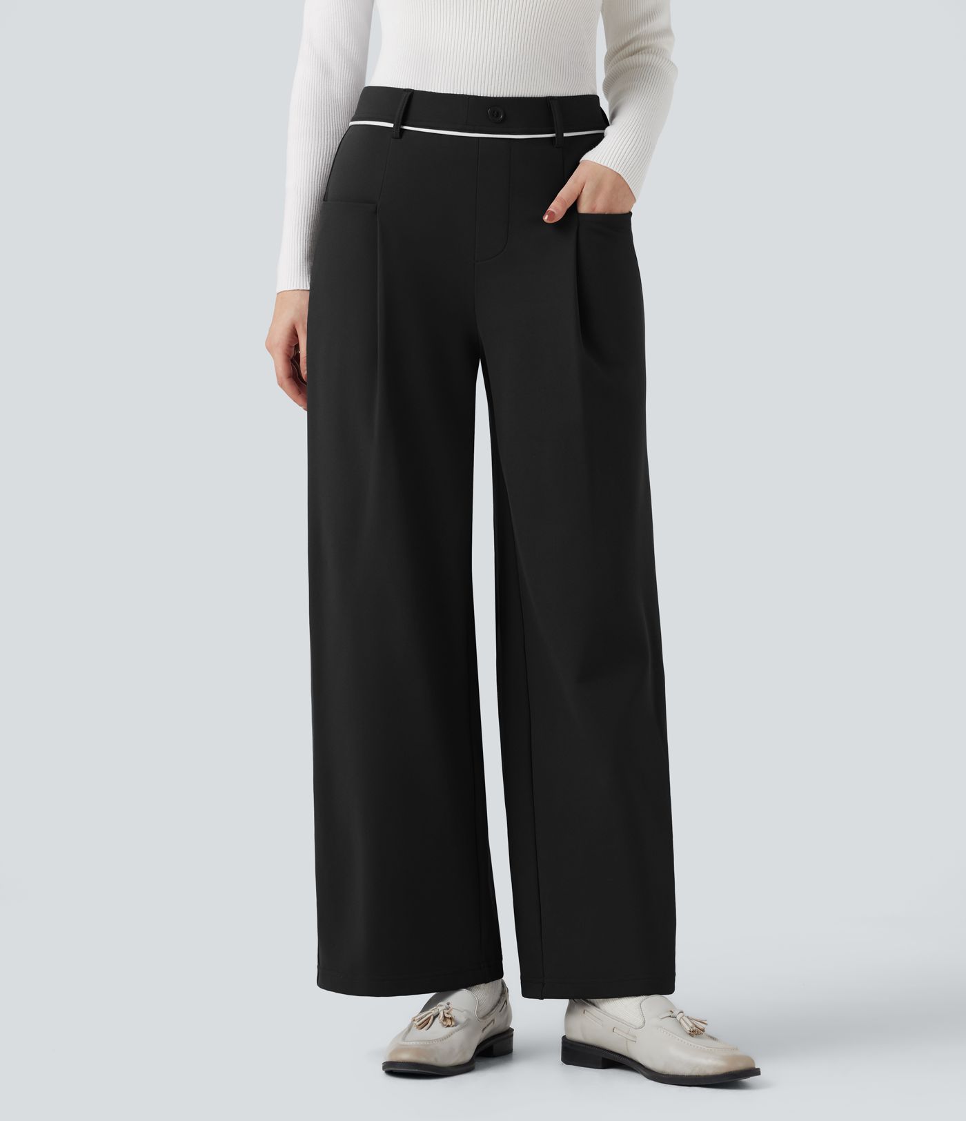 SoftlyZero™ Plush Thermal Mid Rise Straight Leg Work Pants with Pockets