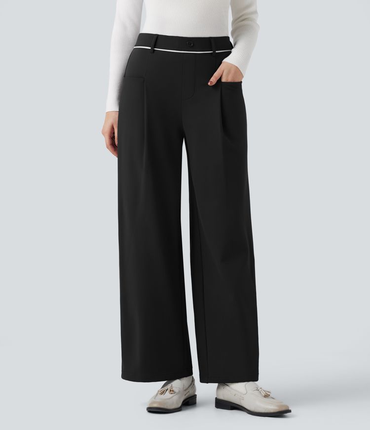 SoftlyZero™ Plush Thermal Mid Rise Straight Leg Work Pants with Pockets