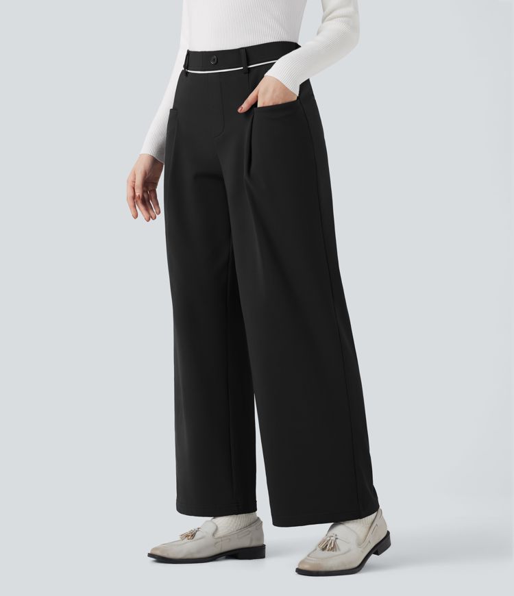 SoftlyZero™ Plush Thermal Mid Rise Straight Leg Work Pants with Pockets