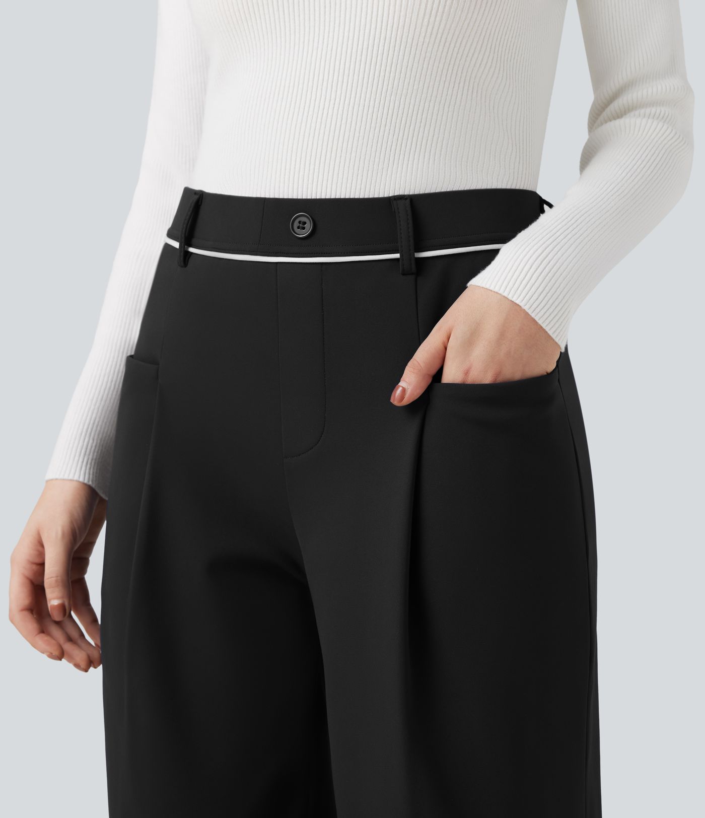 Pantalon tailleur droit thermique SoftlyZero™ Plush taille mi-haute avec poches