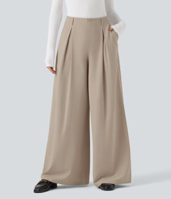 Baggy-Stoffhose mit hohem Bund und Seitentaschen - schnelltrocknend, UPF40+