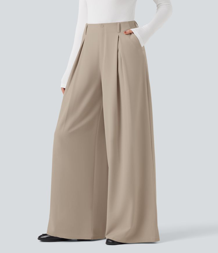 Baggy-Stoffhose mit hohem Bund und Seitentaschen - schnelltrocknend, UPF40+