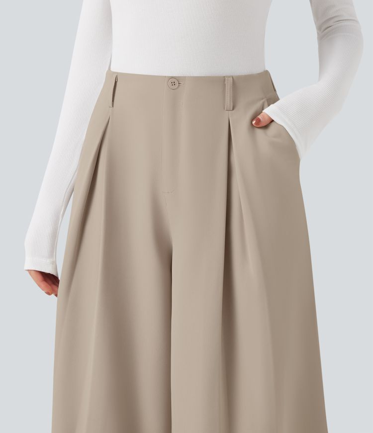 Baggy-Stoffhose mit hohem Bund und Seitentaschen - schnelltrocknend, UPF40+