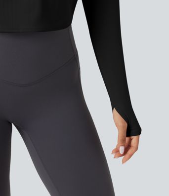 SoftlyZero™ QuickDry Backless Twist-back Long Sleeve Thumb Holes 2-in-1 Yoga Sports Top