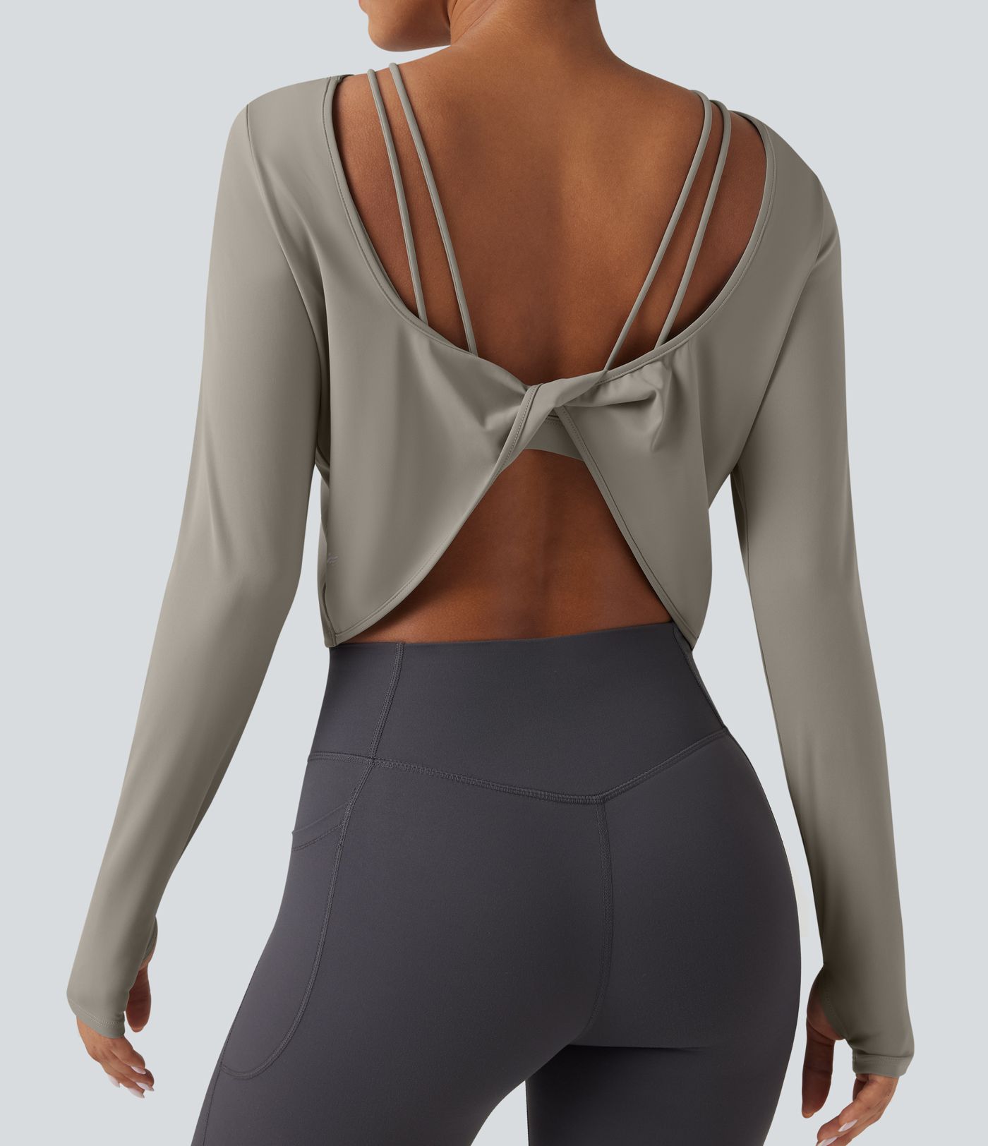 SoftlyZero™ QuickDry Backless Twist-back Long Sleeve Thumb Holes 2-in-1 Yoga Sports Top