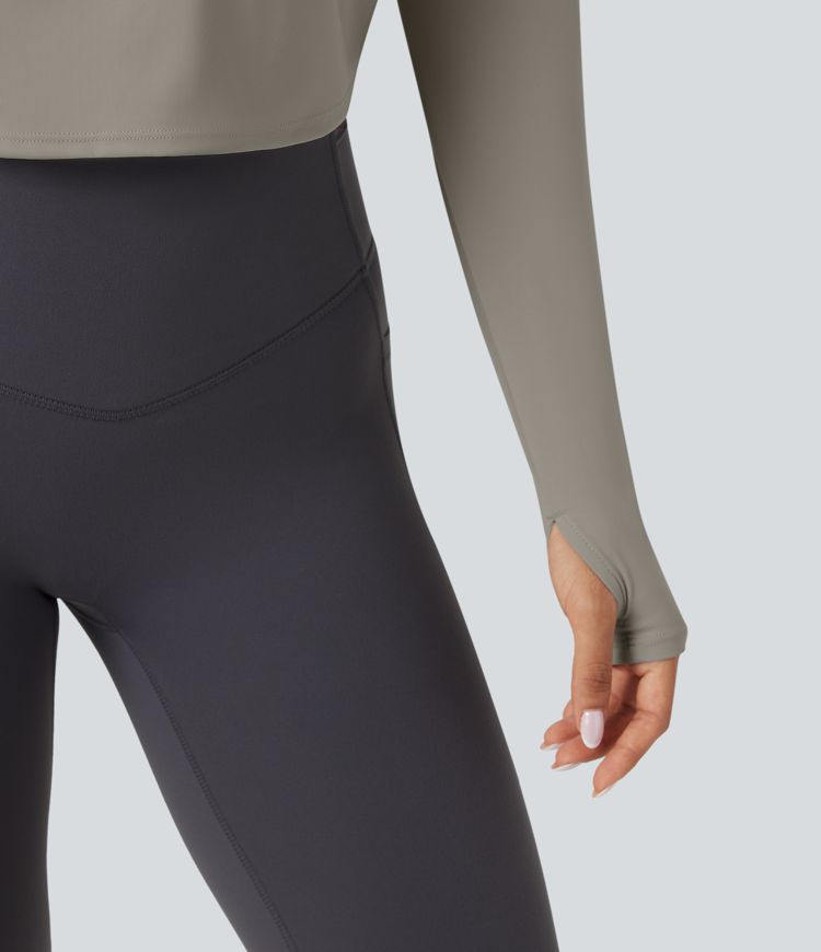 SoftlyZero™ QuickDry Backless Twist-back Long Sleeve Thumb Holes 2-in-1 Yoga Sports Top
