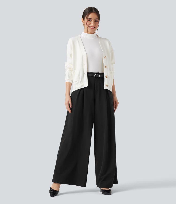 Baggy-Stoffhose mit hohem Bund und Seitentaschen - schnelltrocknend, UPF40+