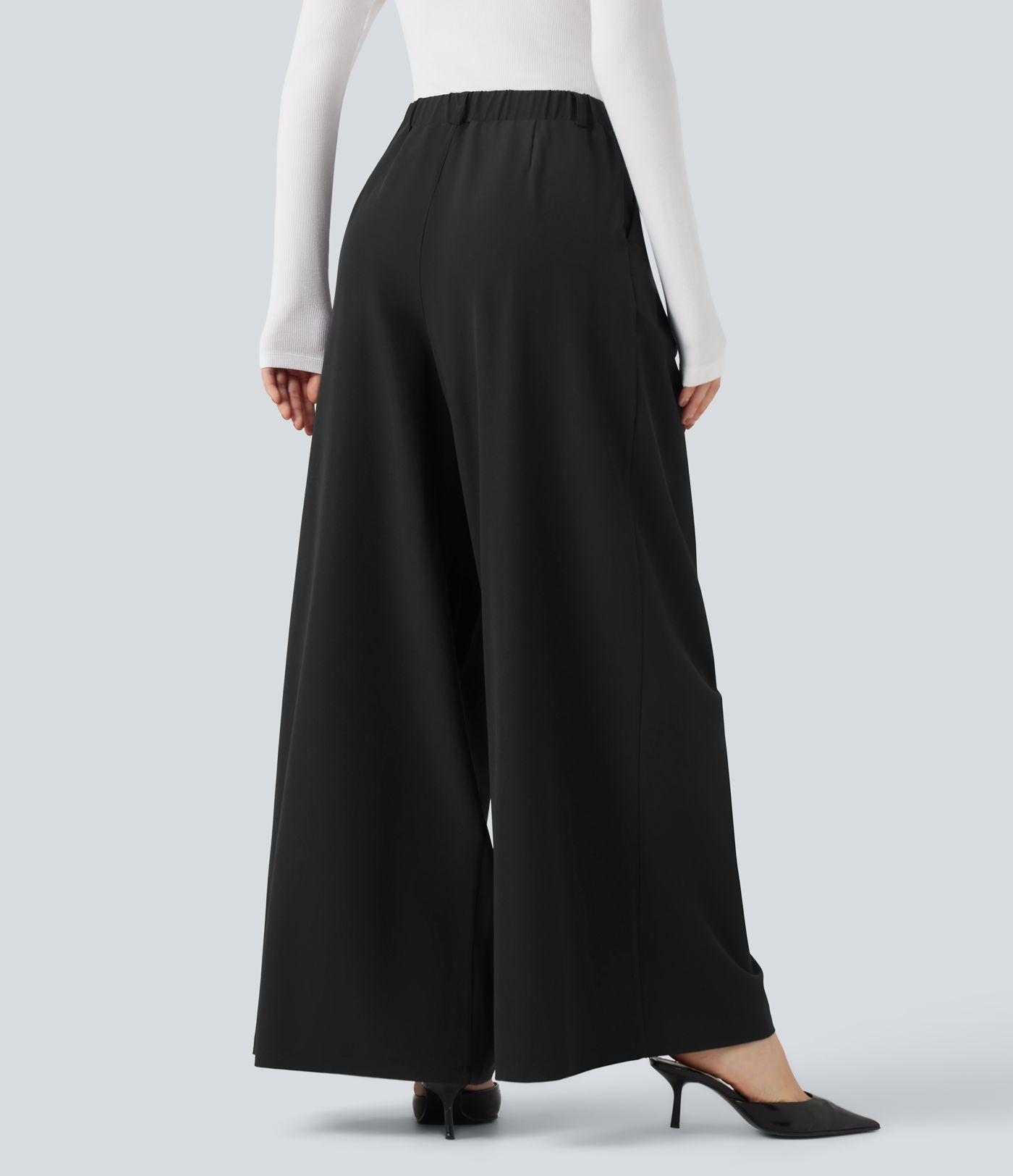 Baggy-Stoffhose mit hohem Bund und Seitentaschen - schnelltrocknend, UPF40+