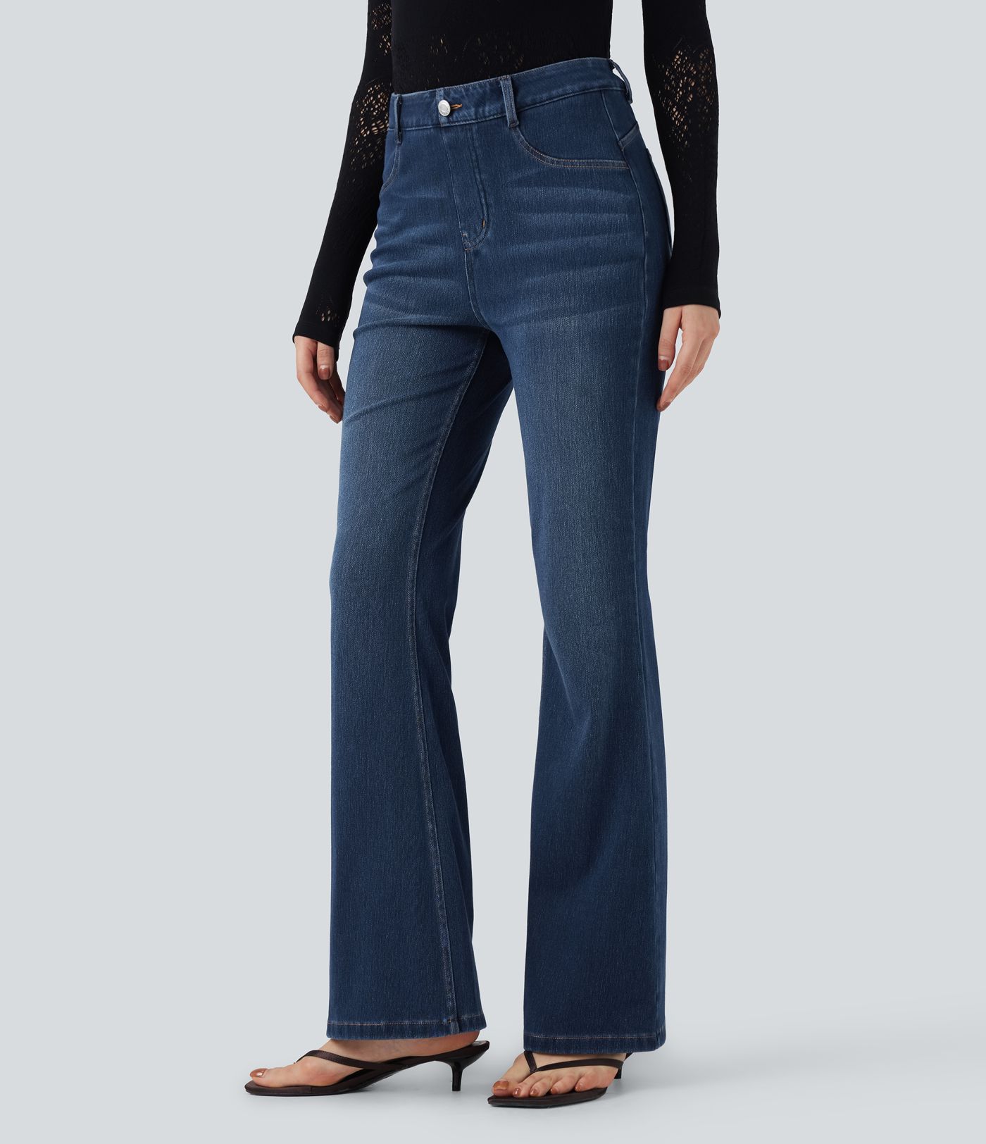 Halara Flex™ High Waisted Tummy Control Butt Lifting Denim Casual Bootcut Leggings with Pockets