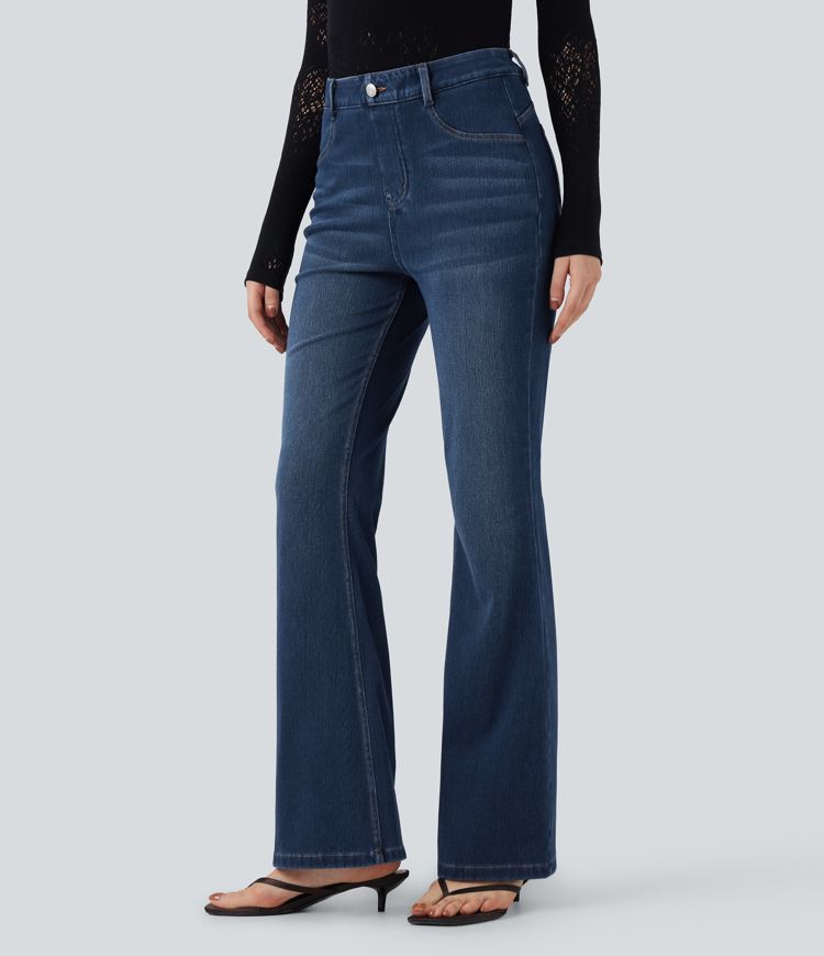 Halara Flex™ High Waisted Tummy Control Butt Lifting Denim Casual Bootcut Leggings with Pockets