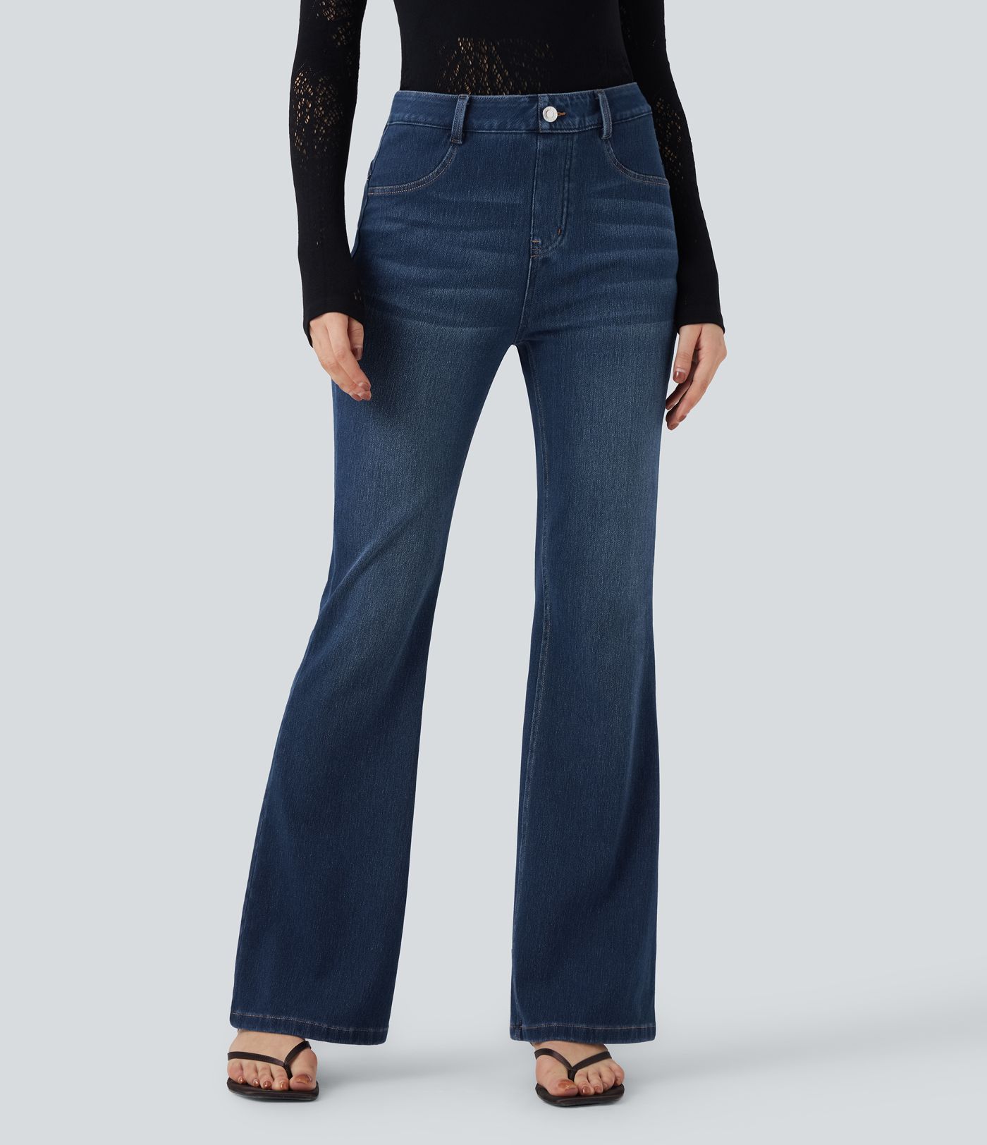 Halara Flex™ High Waisted Tummy Control Butt Lifting Denim Casual Bootcut Leggings with Pockets