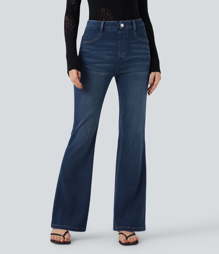 Halara Flex™ High Waisted Tummy Control Butt Lifting Denim Casual Bootcut Leggings with Pockets
