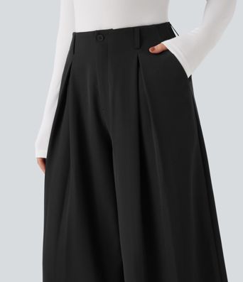 Baggy-Stoffhose mit hohem Bund und Seitentaschen - schnelltrocknend, UPF40+