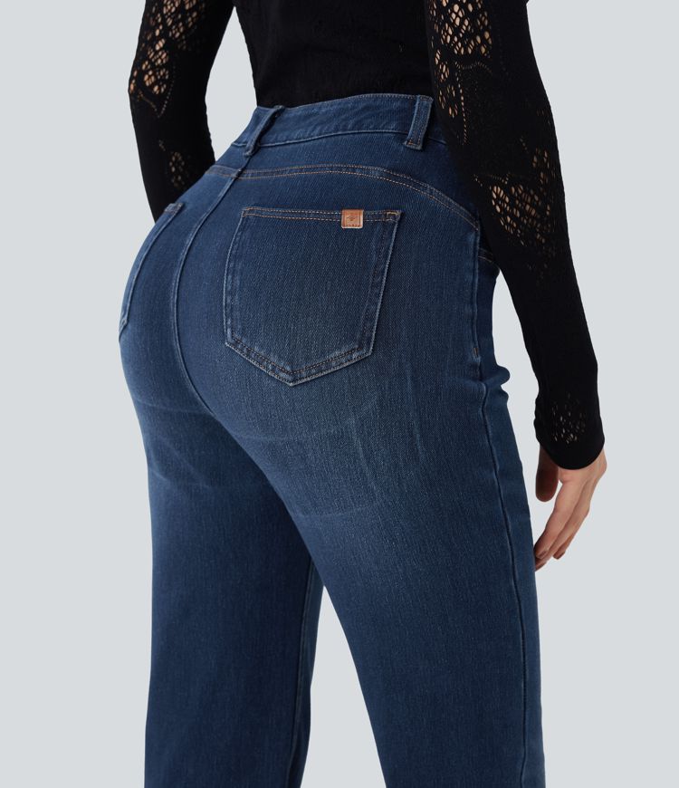 Halara Flex™ High Waisted Tummy Control Butt Lifting Denim Casual Bootcut Leggings with Pockets