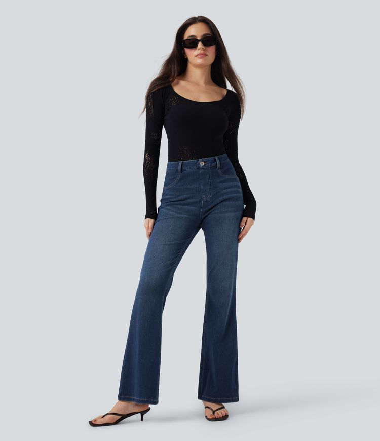 Halara Flex™ High Waisted Tummy Control Butt Lifting Denim Casual Bootcut Leggings with Pockets