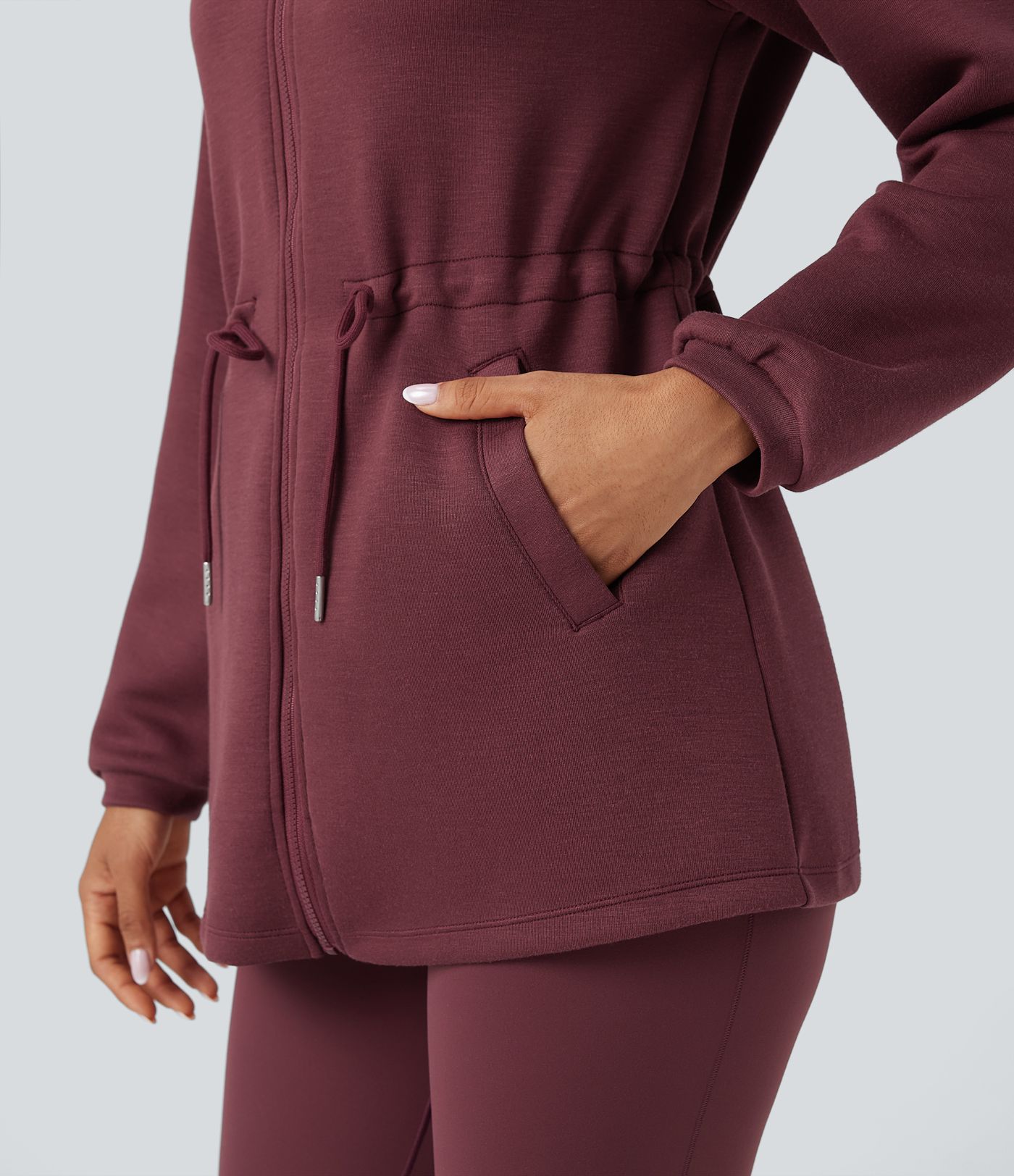 SpacerTek™ Turtleneck Long Sleeve Drawstring Casual Jacket with Pockets