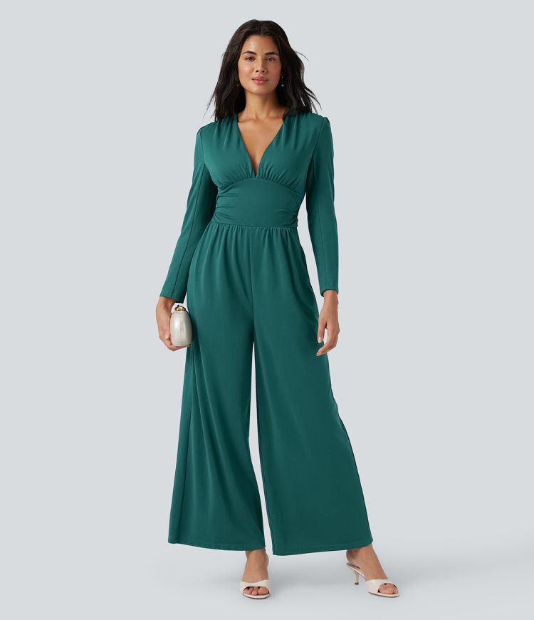 Combinaison col V manches longues froncée avec poches - Édition Easy Peasy