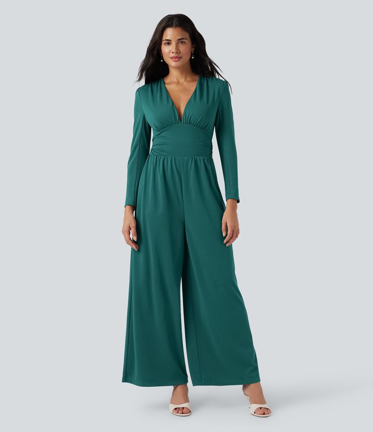 Combinaison col V manches longues froncée avec poches - Édition Easy Peasy