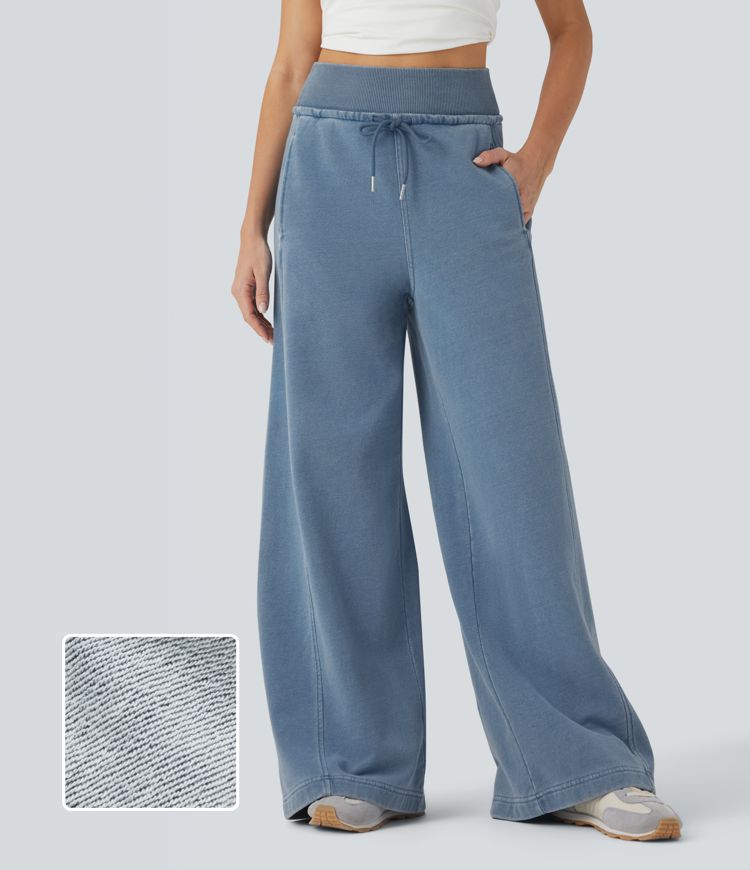 Halara Flex™ High Waisted Drawstring Casual French Terry SweatTrousers Jeans with Pockets