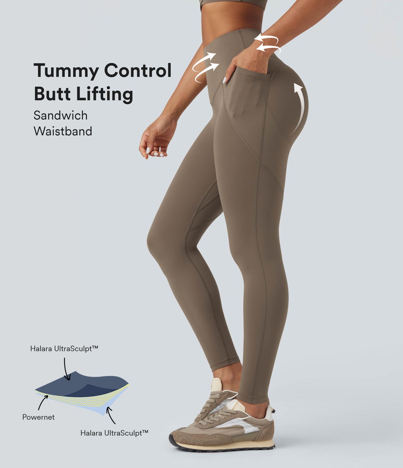 Leggings Halara UltraSculpt™ de tiro alto con control de abdomen, levantamiento de glúteos push-up en largo 7/8 con bolsillos