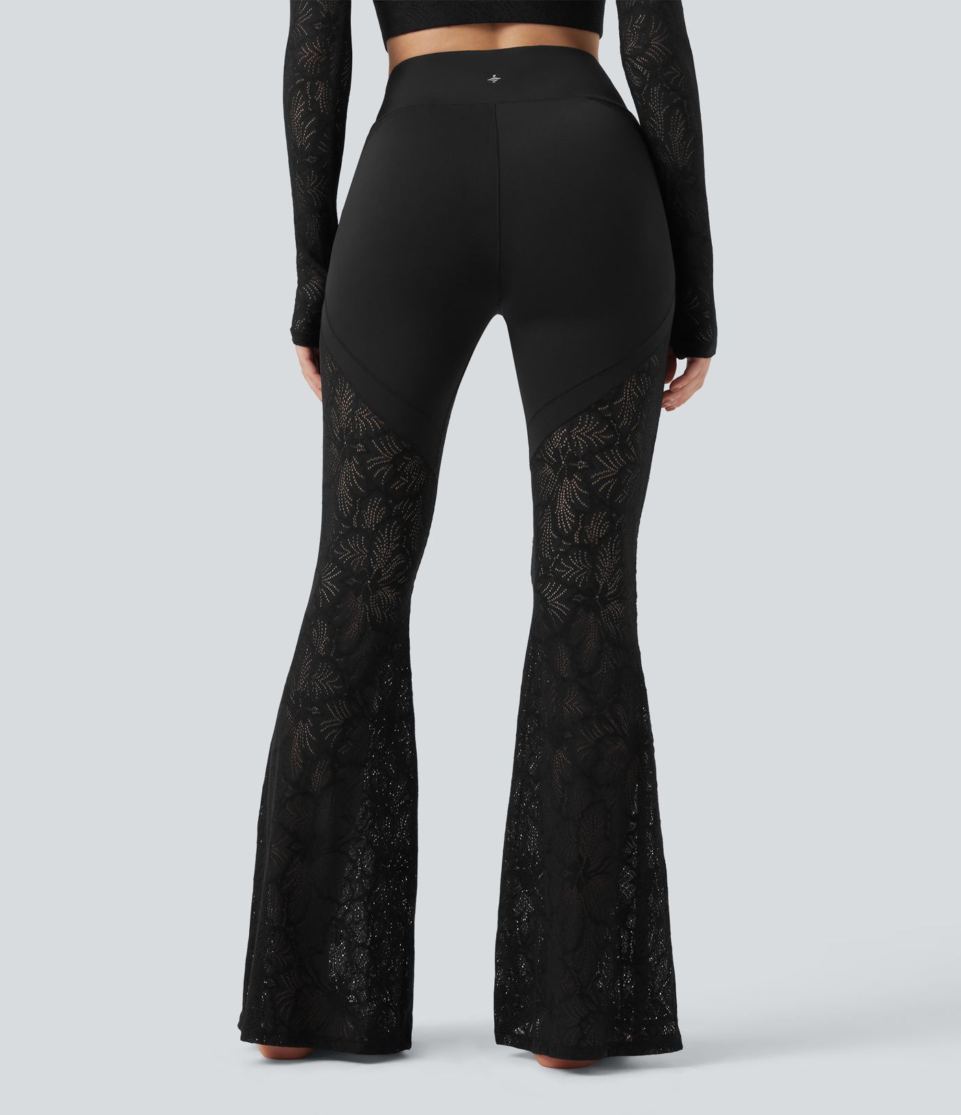 Legging de yoga super évasé SoftlyZero™ taille haute en V dentelle contrastante avec poche