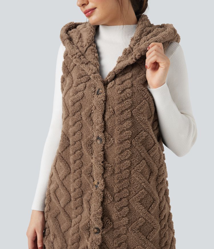 Hooded Casual Sherpa Vest