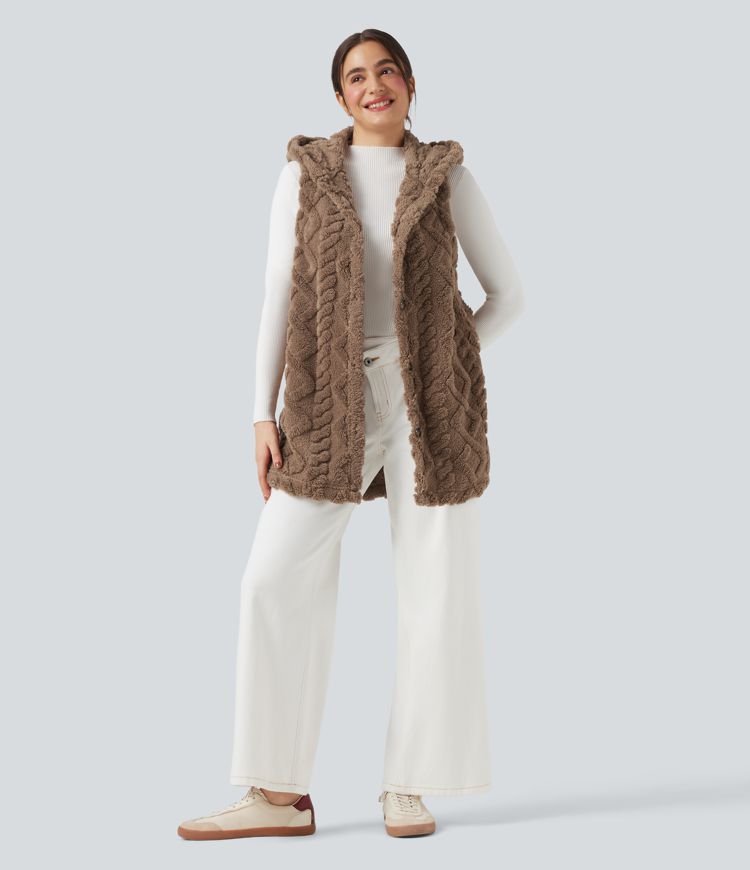 Hooded Casual Sherpa Vest