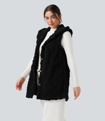 Lässige Sherpa-Weste mit Kapuze