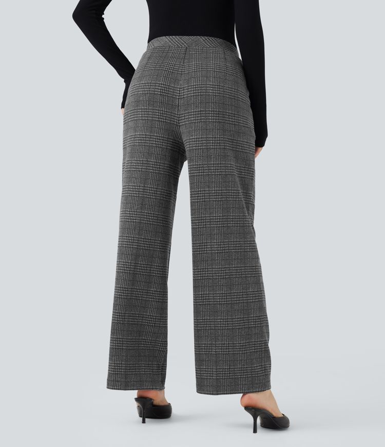Halara Flex™ High Waisted Straight Leg Houndstooth Plaid Suit Work Pants with Pockets