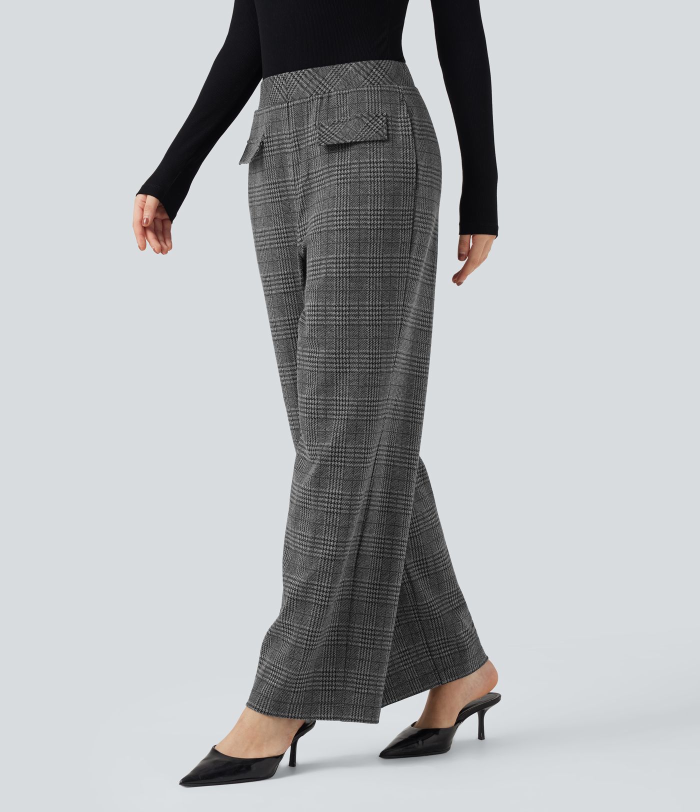 Halara Flex™ High Waisted Straight Leg Houndstooth Plaid Suit Work Pants with Pockets