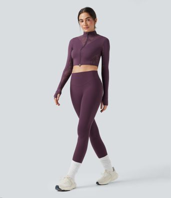 Gilet de yoga SoftlyZero™ avec dents contrastées légères et double fermeture éclair – UPF50+