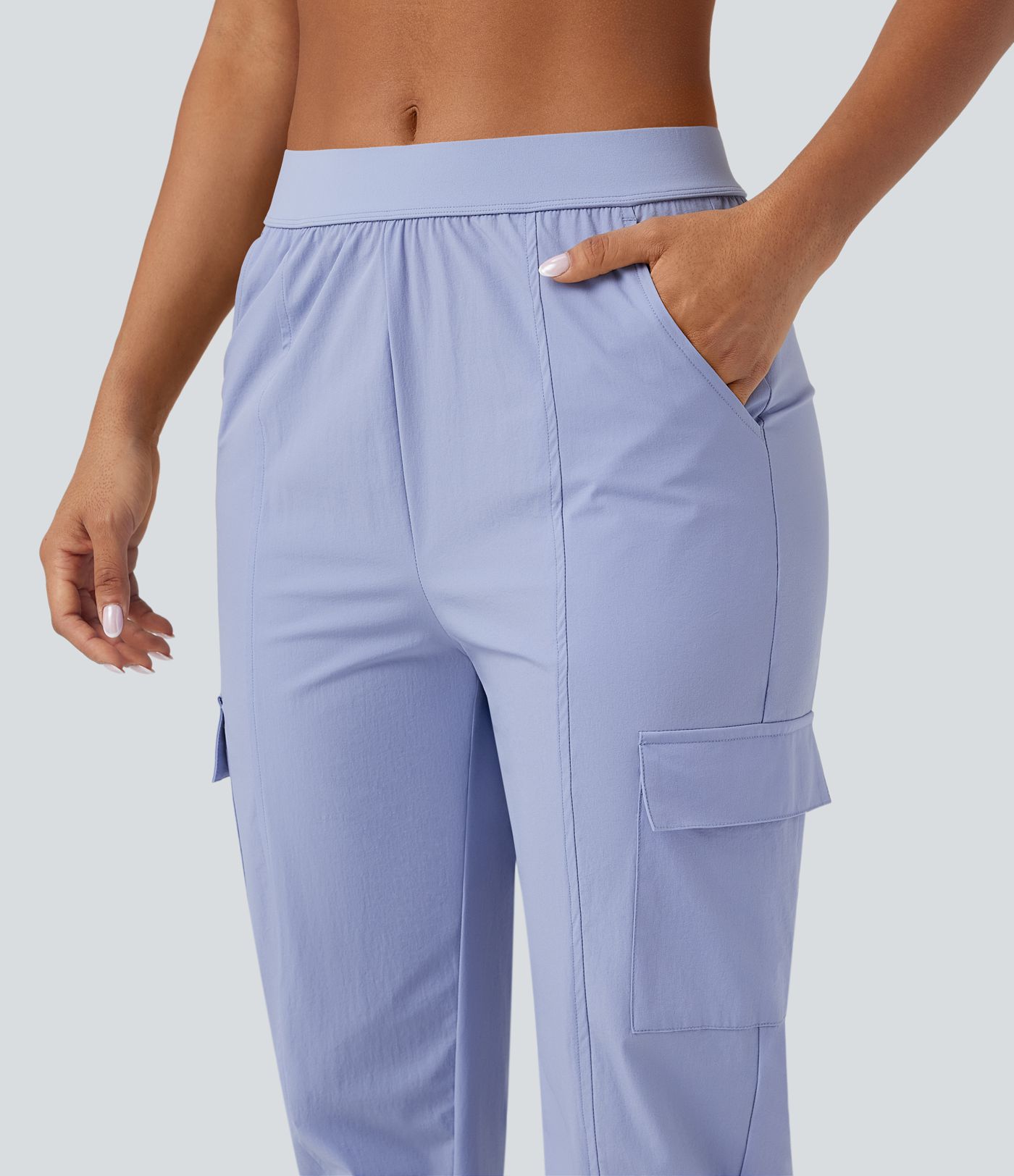 Water Repellent Wear-Resistant Mid Rise Tapered Hiking Joggers with Pockets