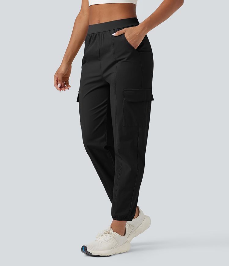 Water Repellent Wear-Resistant Mid Rise Tapered Hiking Joggers with Pockets