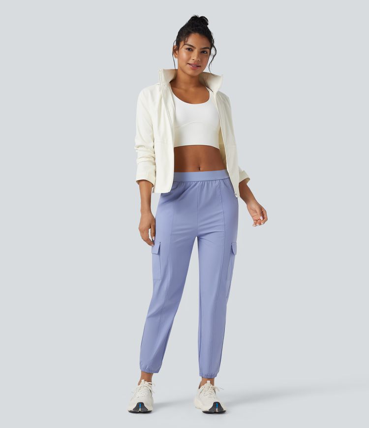 Water Repellent Wear-Resistant Mid Rise Tapered Hiking Joggers with Pockets