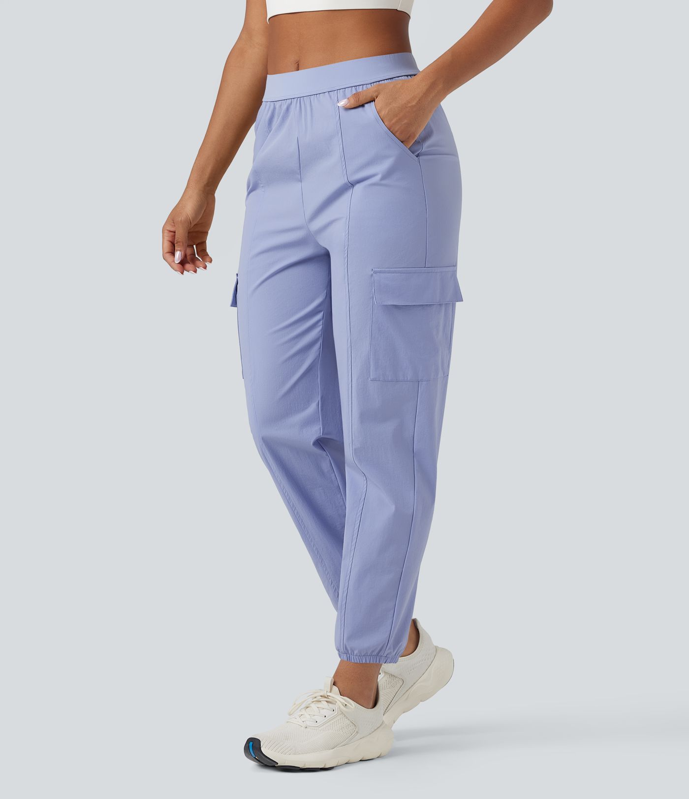 Water Repellent Wear-Resistant Mid Rise Tapered Hiking Joggers with Pockets