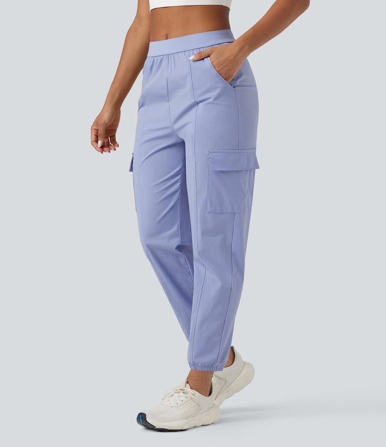 Water Repellent Wear-Resistant Mid Rise Tapered Hiking Joggers with Pockets